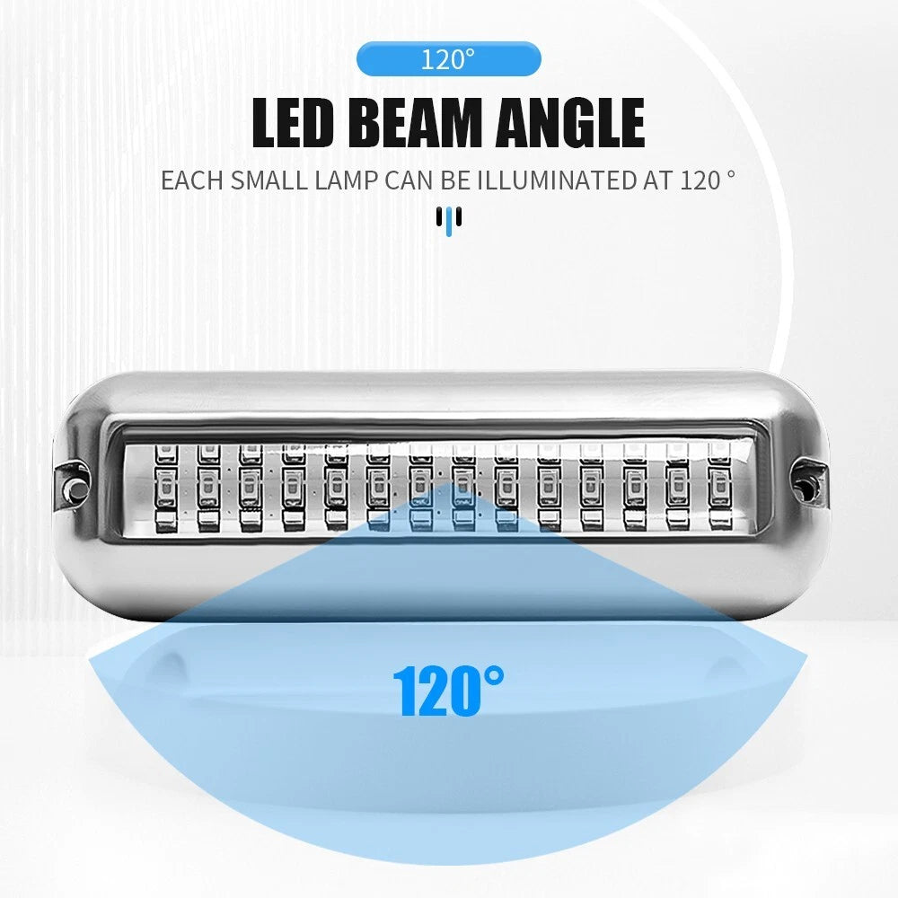 2PCS Blue 42LED Marine Boat Transom Lights Stainless Steel Underwater Pontoon
