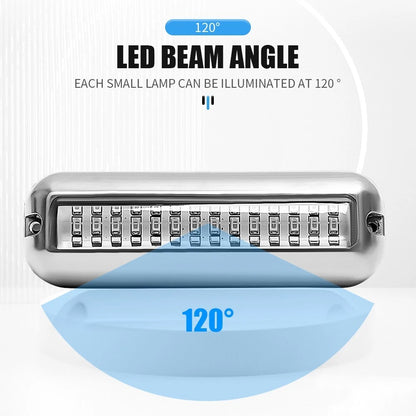 2PCS Blue 42LED Marine Boat Transom Lights Stainless Steel Underwater Pontoon