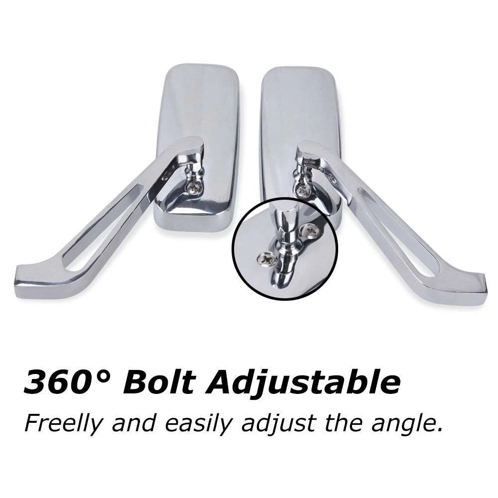 Rectangle Motorcycle Mirrors For Harley Softail Sportster Cruiser Bobber Chopper