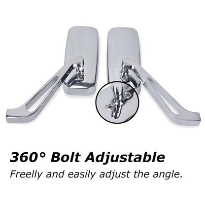 Rectangle Motorcycle Mirrors For Harley Softail Sportster Cruiser Bobber Chopper