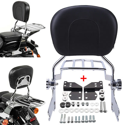 Detachable Backrest Sissy Bar Luggage Rack+Docking Kit For Harley Touring 97-08