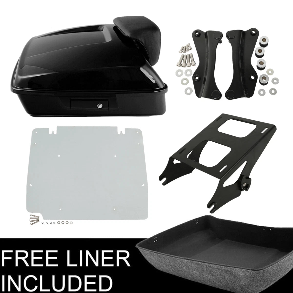 Chopped Trunk Mount Rack Base Plate Docking Fit For Harley Touring 2014-Up Black