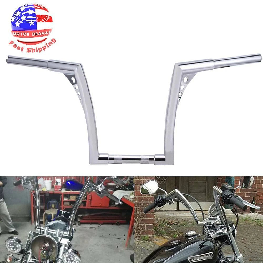 Chrome 12" Rise 1.25'' Ape Hanger Handle Bar For Harley Sportster XL 883 Softail