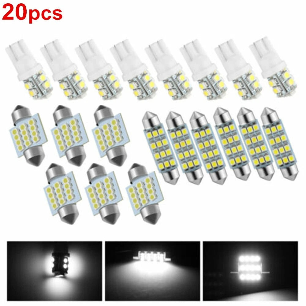20Pcs T10 LED Light Car Bulbs Auto Lamp For Interior Dome Map Set Inside White