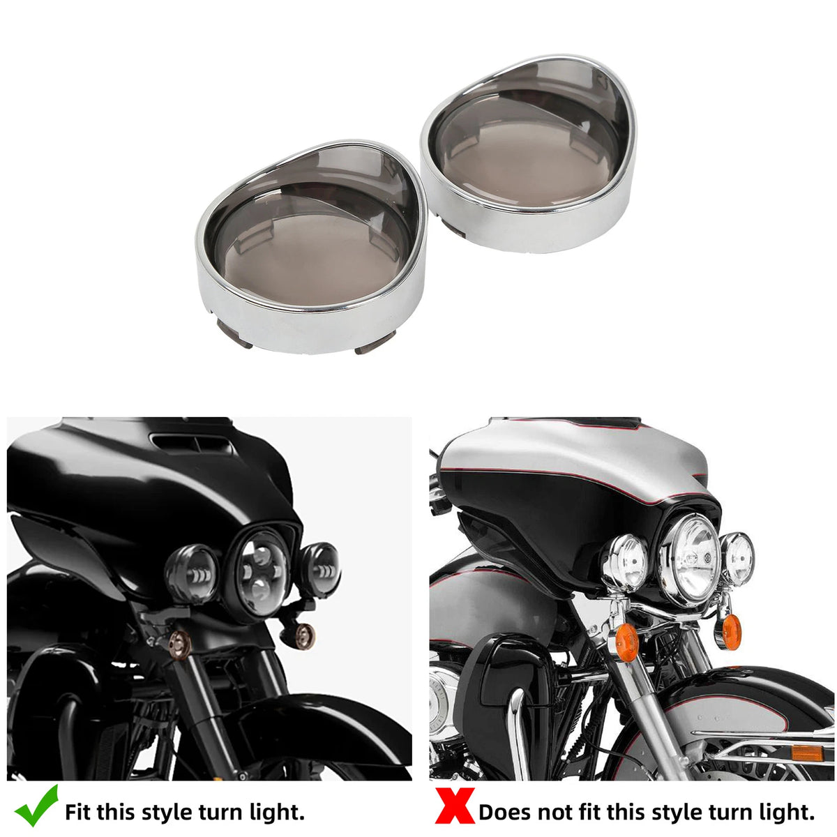 Turn Signal Light Trim Ring Visors & Smoke Lens Fit For Harley Dyna Sportster XL