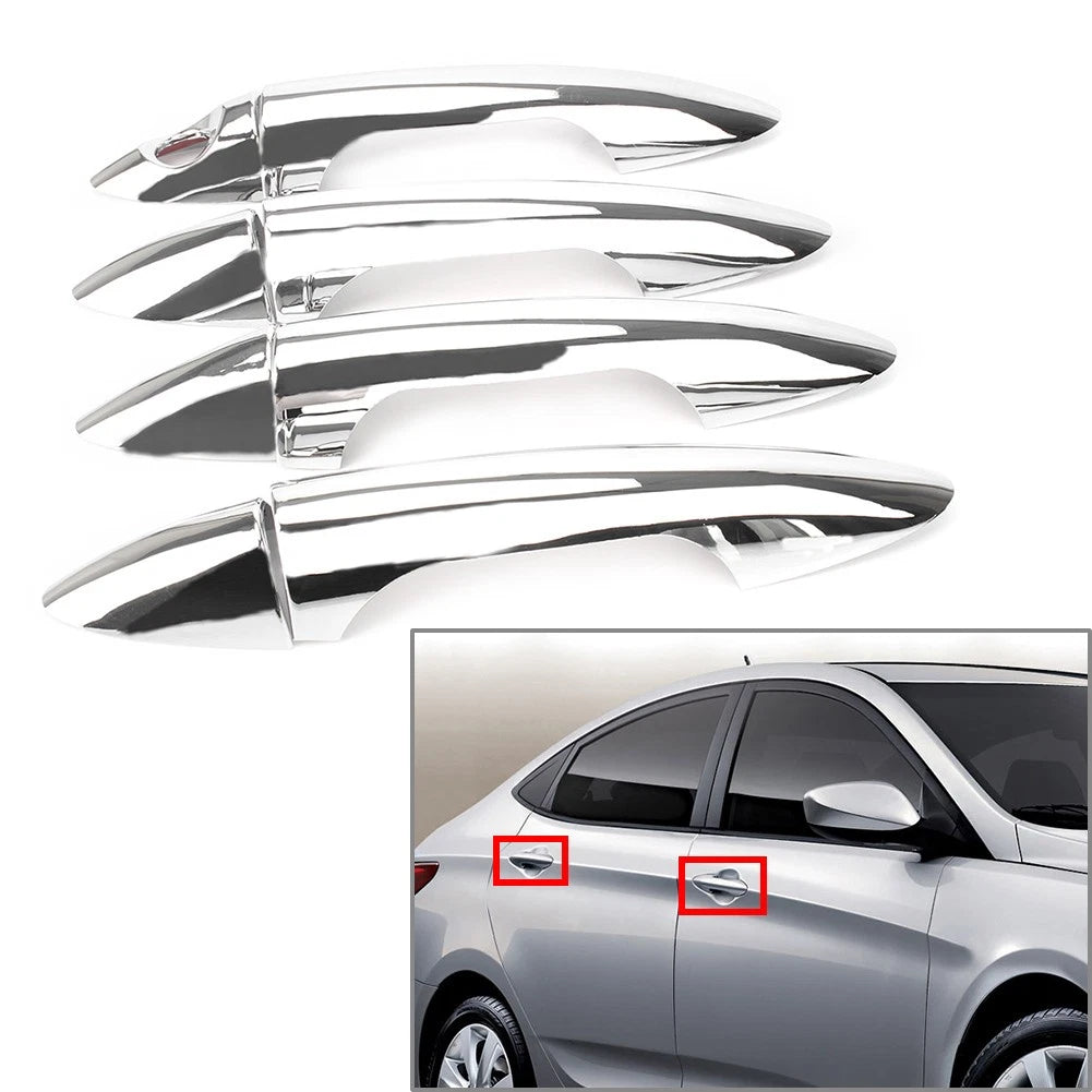 Door Handle Cover Molding Trim Chrome Fit Hyundai Accent Solaris Verna 2011-16