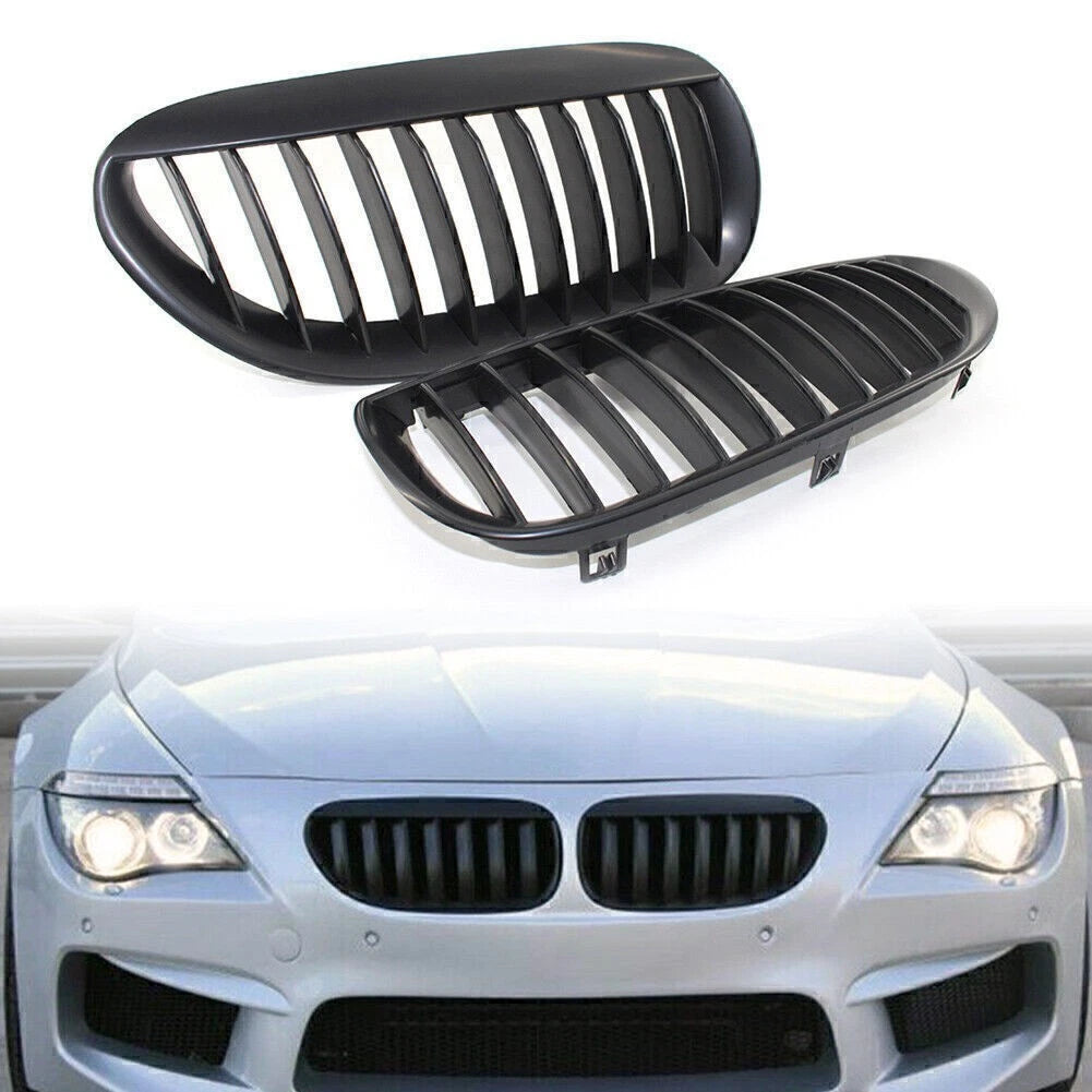 Front Kidney Bumper Grille Fit Matte Black Fit BMW E63 Coupe M6 E64 Cabrio M6