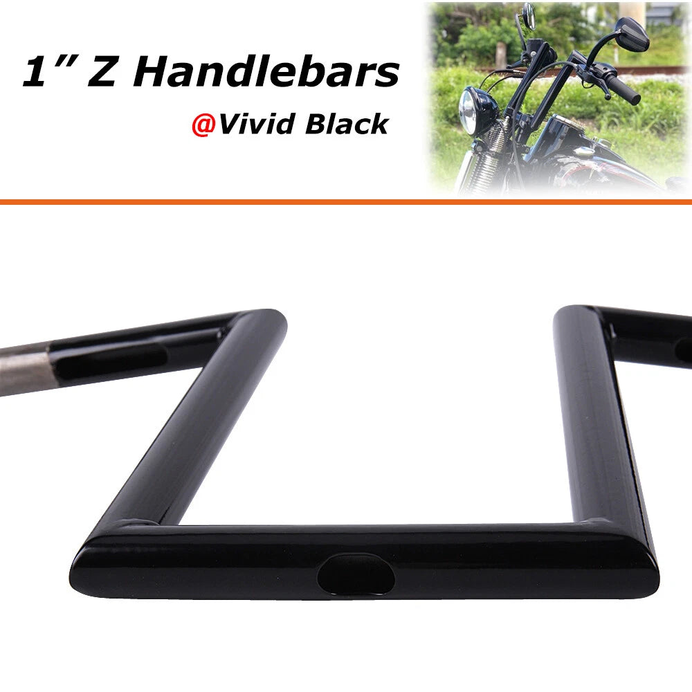 Motorcycle 10-1/2" Rise 1" Ape Hanger Z-Bar Handlebar For Harley Sportster Dyna