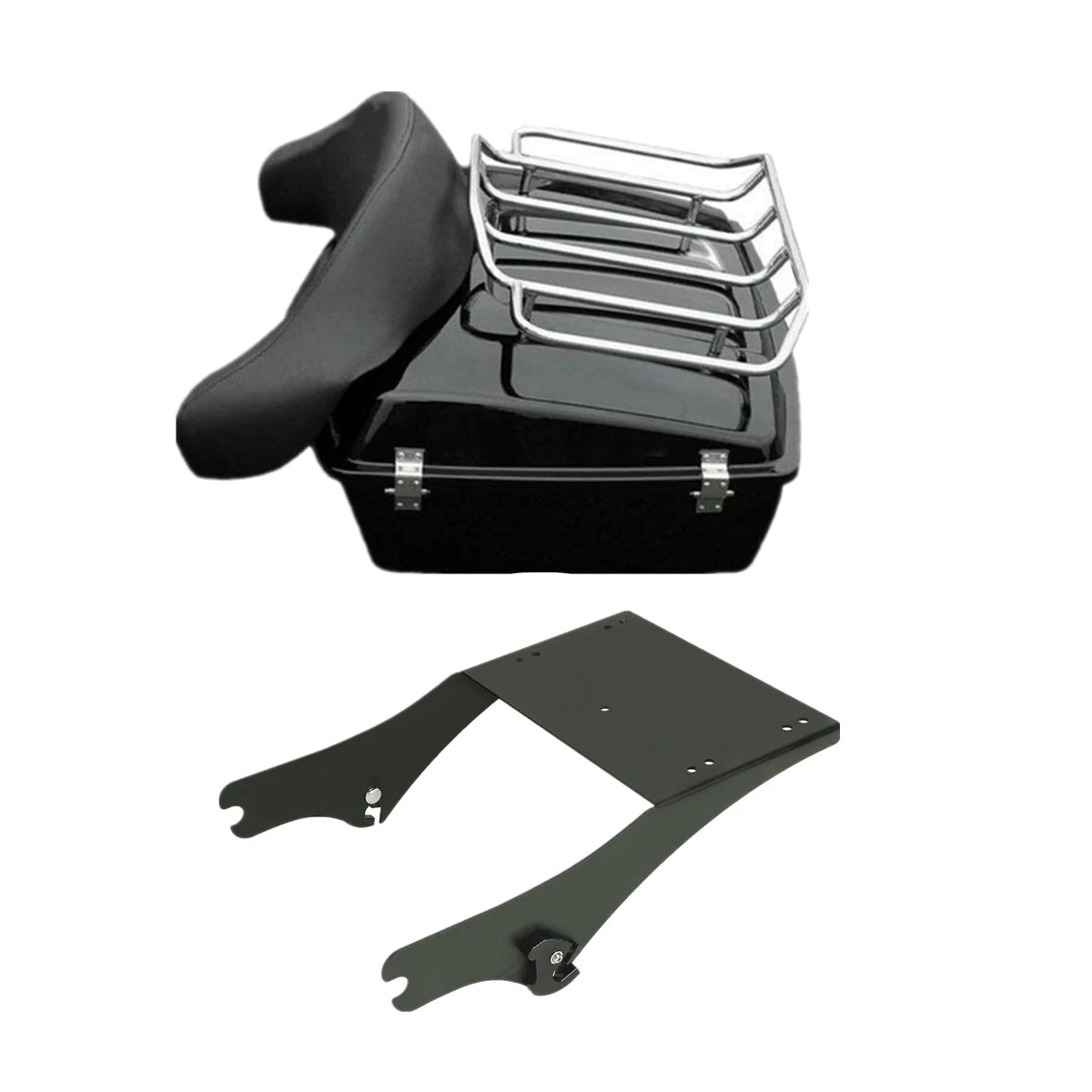Chopped Pack Trunk Black Mount Rack Fit For Harley Electra Glide 97-08