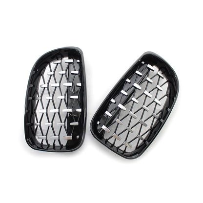 Chrome Black Diamond Front Kidney Grill For BMW 1 Series E81 E82 E87 E88 Pair