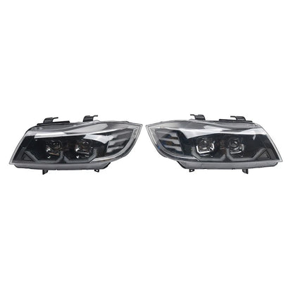 Pair Headlight Headlamp Assembly For BMW 3 Series E90 E91 Pre-LCI 2004-2007