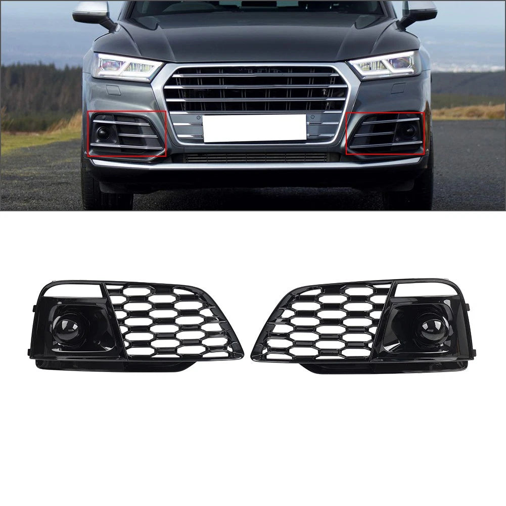 1 Pair Front Bumper Honeycomb Fog Lamp Grille Cover For Audi Q5 SQ5 2018-2020