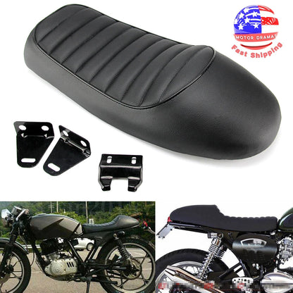 Black Hump Brat Seat Cafe Racer Vintage Cushion Saddle For Honda CB CL Yamaha SR