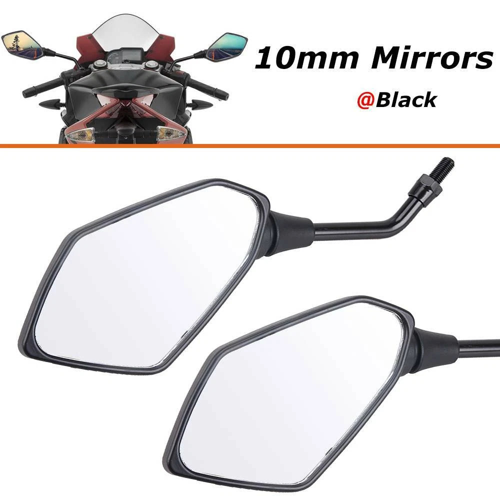 Black Motorcycle Rearview Side Mirrors for Honda Grom Kawasaki Ninja Suzuki