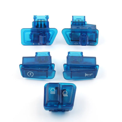5Pcs Turn Signal Headlight Ignition Horn Switch Caps for GY6 50 125 150cc Blue