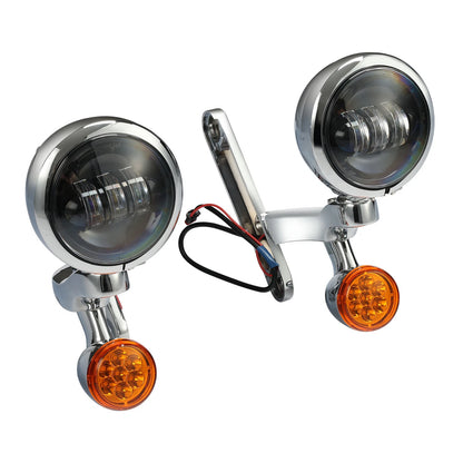 4.5" Auxiliary LED Fog Light Bracket Turn Signal Fit For Harley Touring 2014-Up