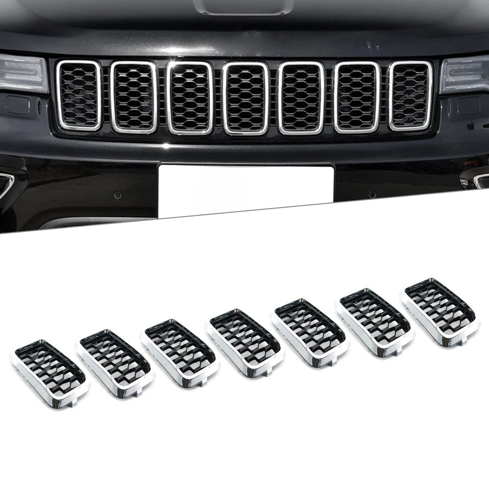 Front Grille Honeycomb Mesh Insert Cover Chrome For Jeep Grand Cherokee 17-21 US