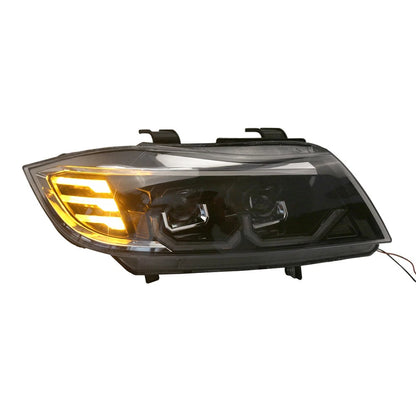 Pair Headlight Headlamp Assembly For BMW 3 Series E90 E91 Pre-LCI 2004-2007