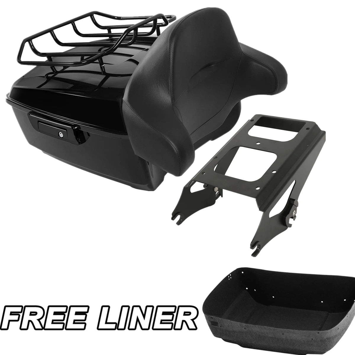 Black King Trunk Mount Rack Backrest Pad Fit For Harley Touring Road Glide 09-13
