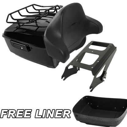 Black King Trunk Mount Rack Backrest Pad Fit For Harley Touring Road Glide 09-13