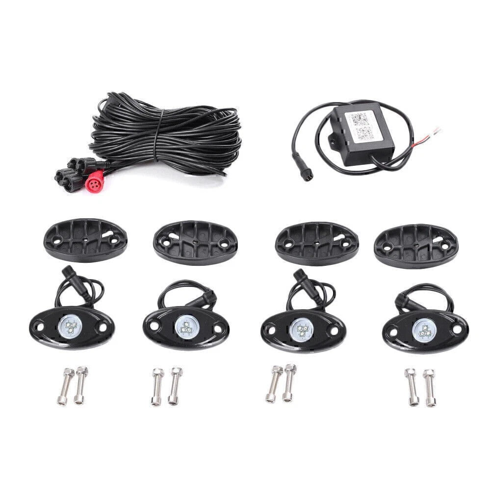 Pods RGB LED Rock Light Offroad Wireless Bluetooth Remote Controller Lamp 4PCS