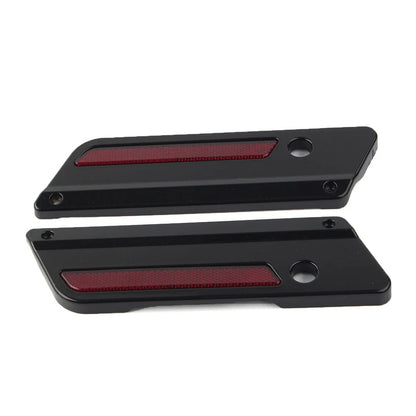 Saddlebag Latch Plate Cover With Red Reflectors For Harley Touring 1993-2013