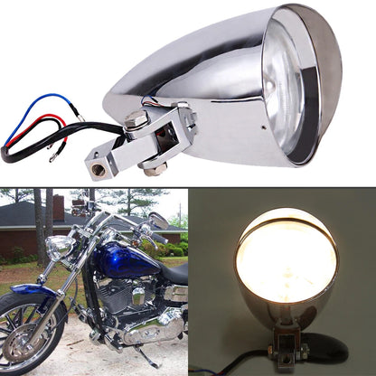 Motorcycle Chrome Aluminum Bullet Headlight Lamp Fit For Harley Bobber Chopper