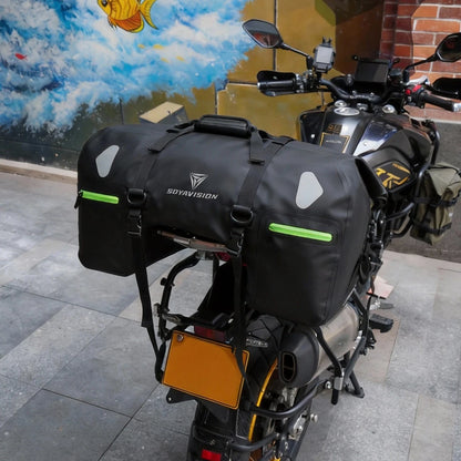 80L Black Motorcycle Tail Bag Waterproof PVC Duffle Bag Moto Offroad Luggage