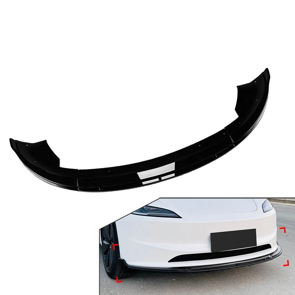 Glossy Black Front Bumper Spoiler Lip Body Kit For Tesla Model 3 2024-25