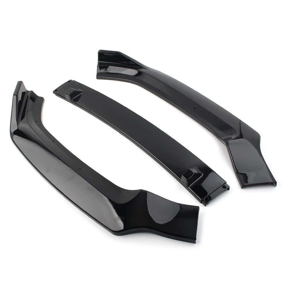US 3pcs/set Front Bumper Lip Spoiler Kit For Audi A4 2017-2018 Glossy Black
