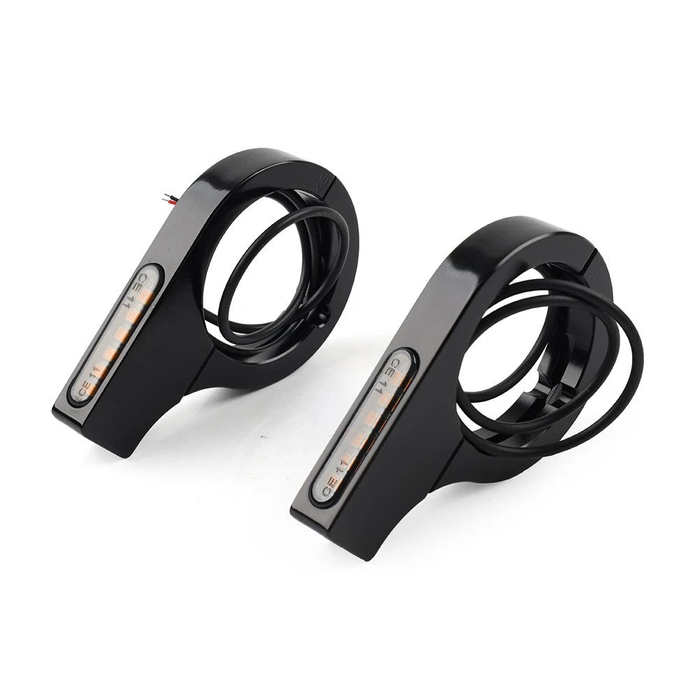 42-46MM LED Fork Turn Signal Light Indicator Amber For Harley touring Dyna Black