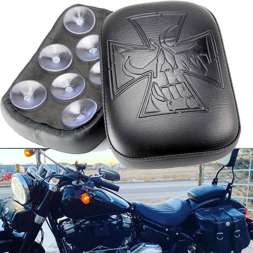 Skull Rear Pillion Back Seat 8 Suction Cups For Harley Chopper Sportster Softail