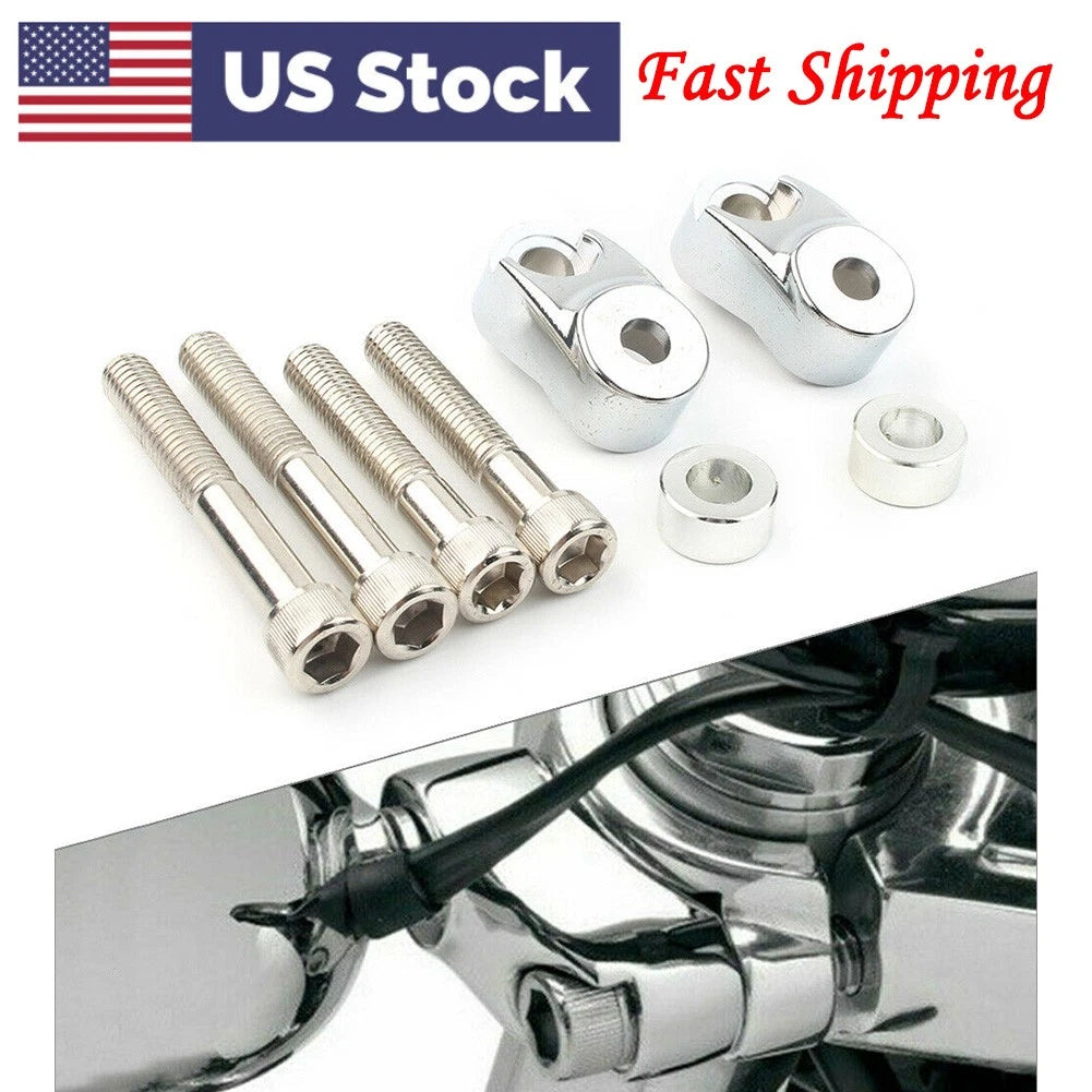 Front Turn Signal Mount Bracket Relocation Kit Fit Harley Dyna 39mm 49mm Chrome