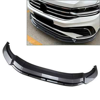 Front Bumper Spoiler Lip For Volkswagen Tiguan Rline 2021-23 Carbon Fiber Black