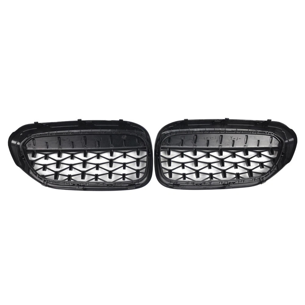 1 Pair Front Kidney Grille Glossy Black For BMW 5 Series G30 G31 2017-2019