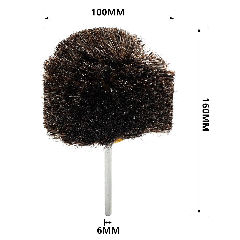 4" Horsehair Polishing Wheel Buffing Brush with Ball Head Wood Metal Rotary Tool