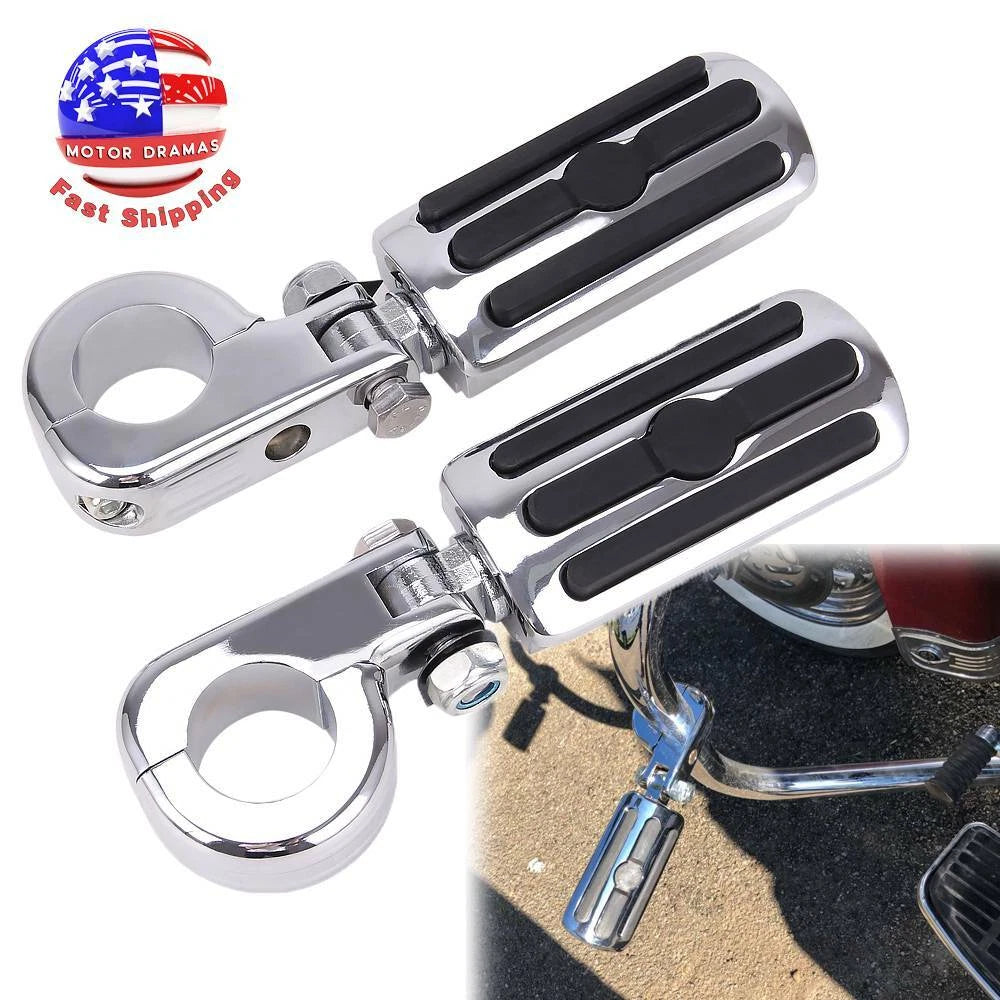 1 1/4" Chrome Engine Guard Mounts Clamps Highway Foot Pegs Footrest For Harley