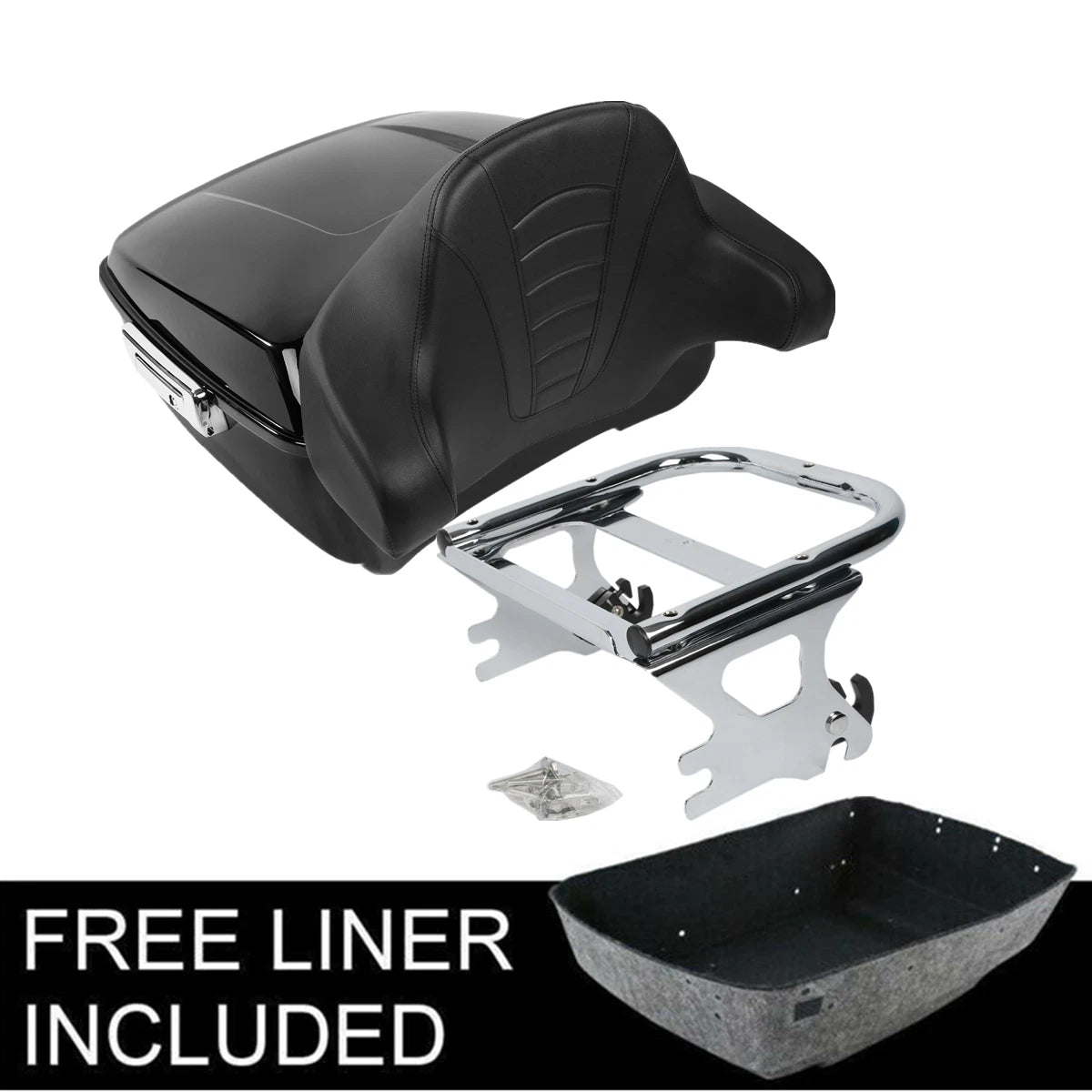 King Trunk Mount Rack Backrest Pad For Harley Touring Street Road Glide 97-08 07