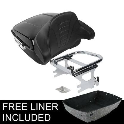 King Trunk Mount Rack Backrest Pad For Harley Touring Street Road Glide 97-08 07