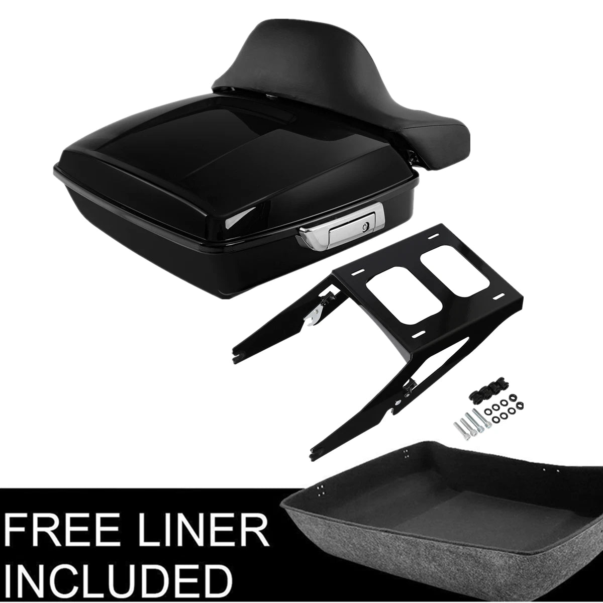 Chopped Trunk Backrest Pad Mount Rack Fit For Harley Sport Glide 2018-Up Black