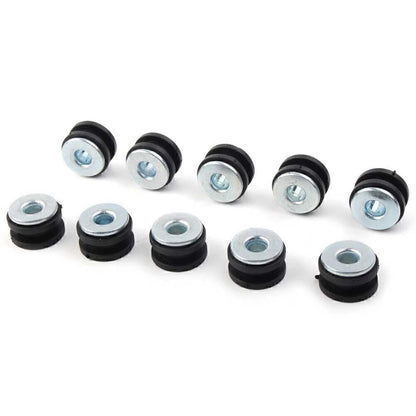 10x Rubber Fairing Cowling Grommet Bushing Bolts Gasket Black+Silver Motorcycle