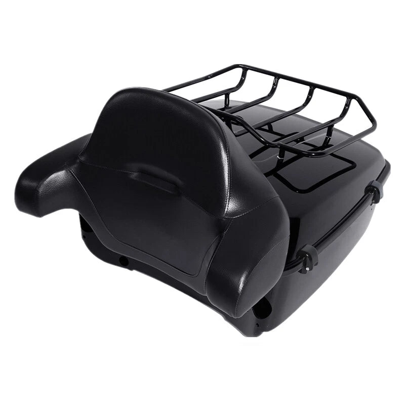 King Trunk Pad Rack Light Speakers Fit For Harley Touring Road Glide 14-Up Black