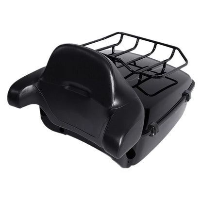 King Trunk Pad Rack Light Speakers Fit For Harley Touring Road Glide 14-Up Black