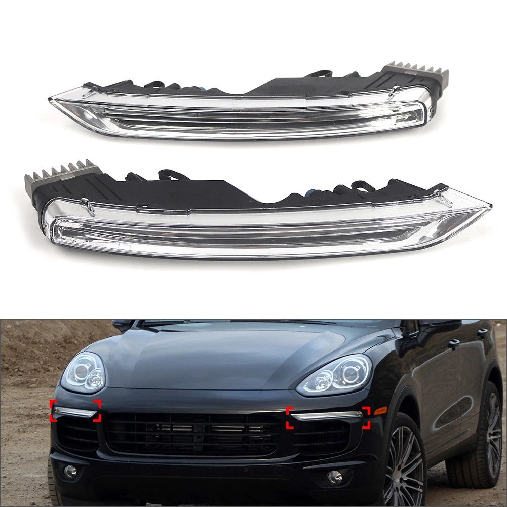1 Pair Daytime Running Light Fog Light For Porsche Cayenne 958 2015-2018