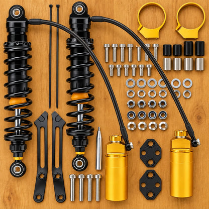 Pair Remote Reservoir Rear Suspensions Shocks For Harley Street Glide 2014-2025