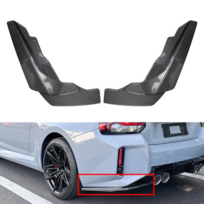 2pcs Carbon Black Rear Bumper Side Spoiler Lip For BMW 2 Series M2 G87 2023-2024