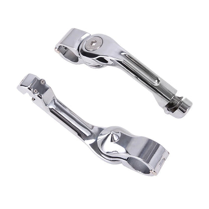 32mm Chrome Highway Long Angled Footpeg Pegs Mount Clamp For Harley Engine Guard