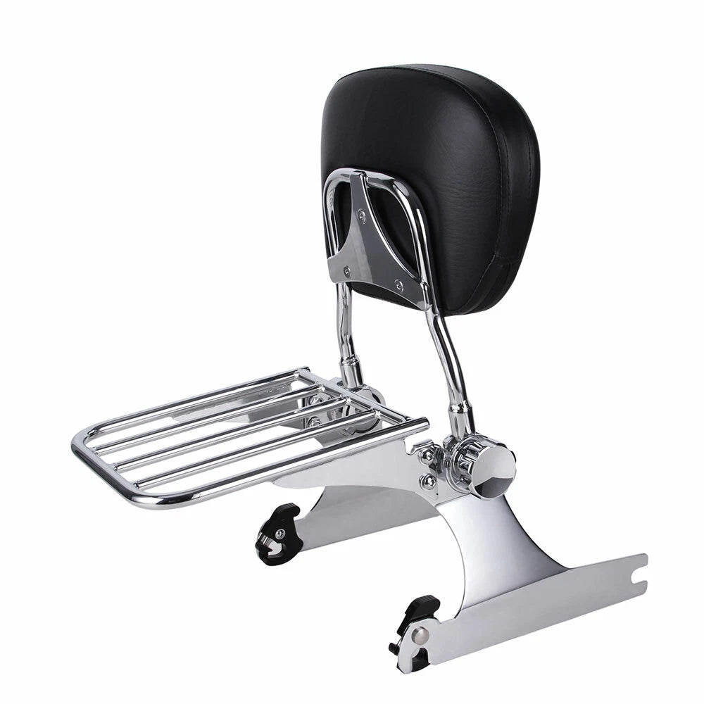 Adjustable Backrest Sissy Bar Luggage Rack For Harley Dyna Super Glide 2002-2005
