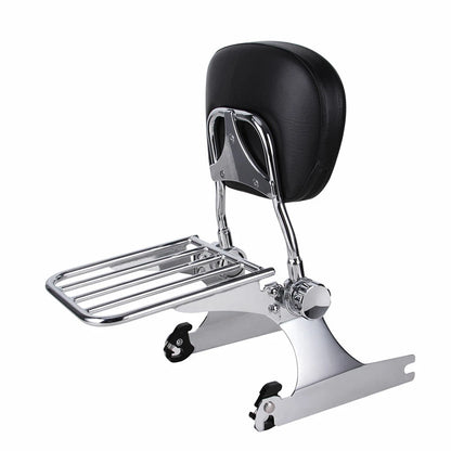Adjustable Backrest Sissy Bar Luggage Rack For Harley Dyna Super Glide 2002-2005