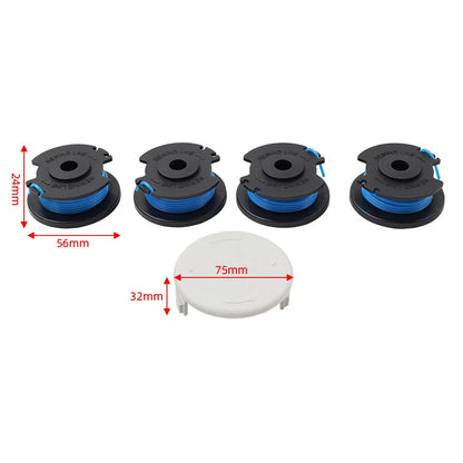 Spools 0.065 4 Pack With Cap Fit for HART Auto-Feed String Trimmers Nylon & ABS